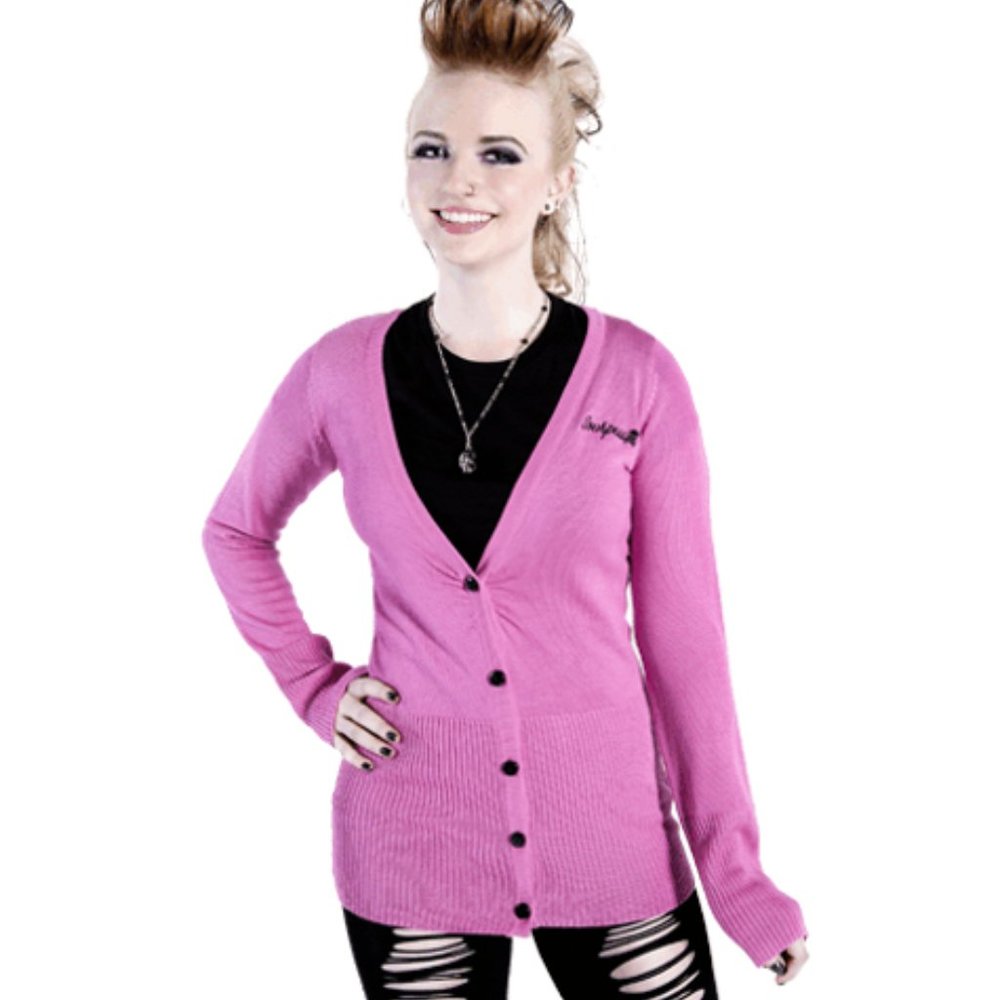 Sourpuss Pink Button-Up Cardigan